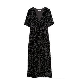 H&M Black Velvet Floral Patterned Dress